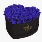 Heart Caja Negra | Rosas Azul Rey