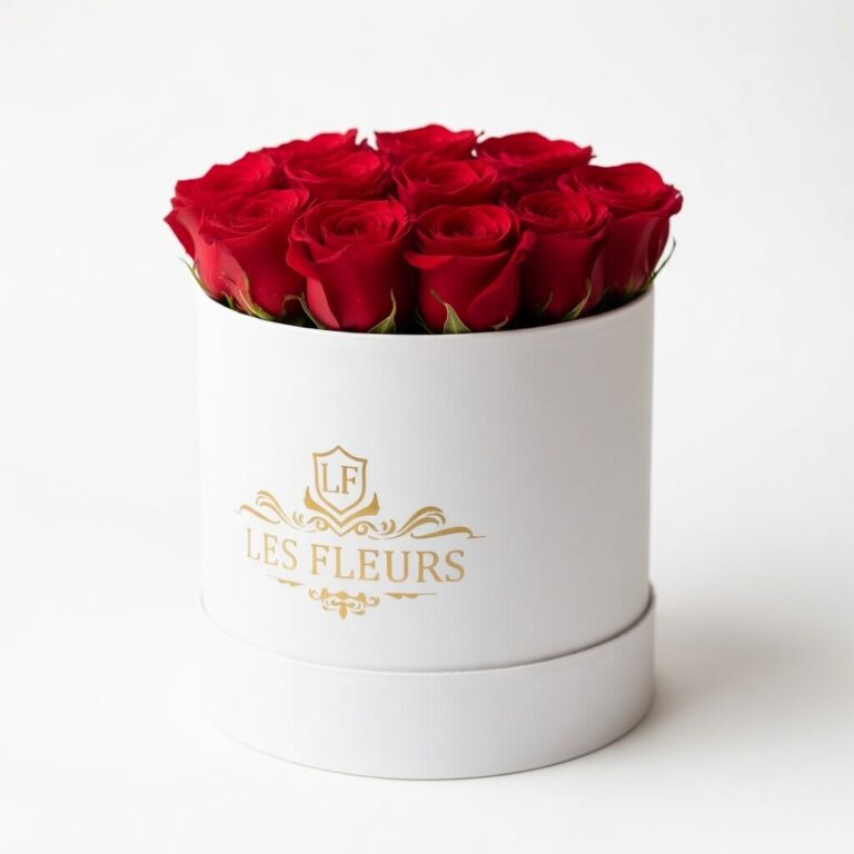 Caja Blanca Rosas Rojas X12 - Les Fleurs