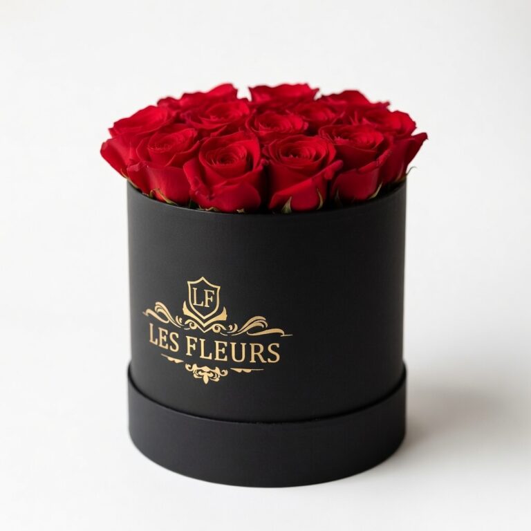 Caja Negra Rosas Rojas X12 - Les Fleurs